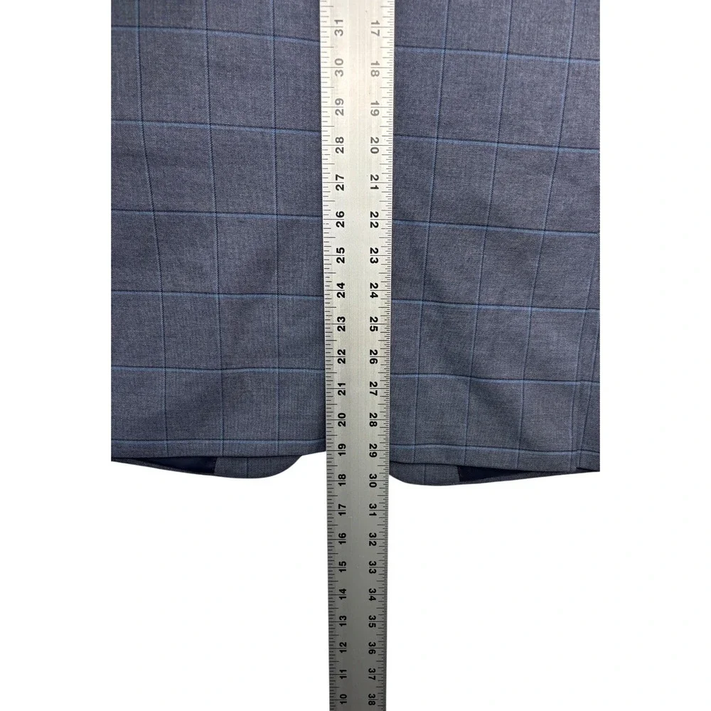 Tommy Hilfiger 38R Blue Sharkskin Windowpane Blazer Jacket Sport Suit Coat